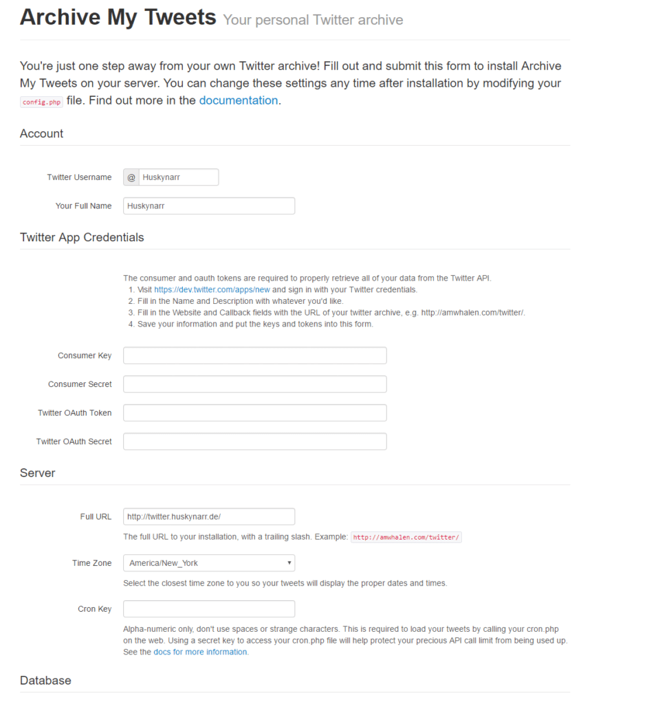 Twitter Archiv Installation
