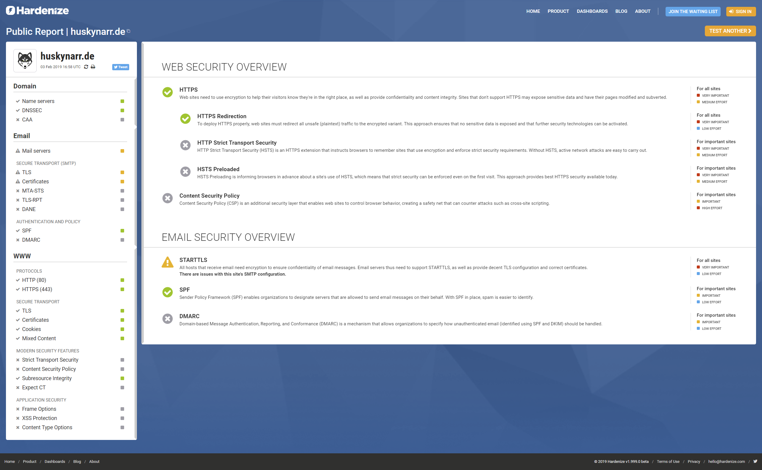 hardenize - report - huskynarr.de