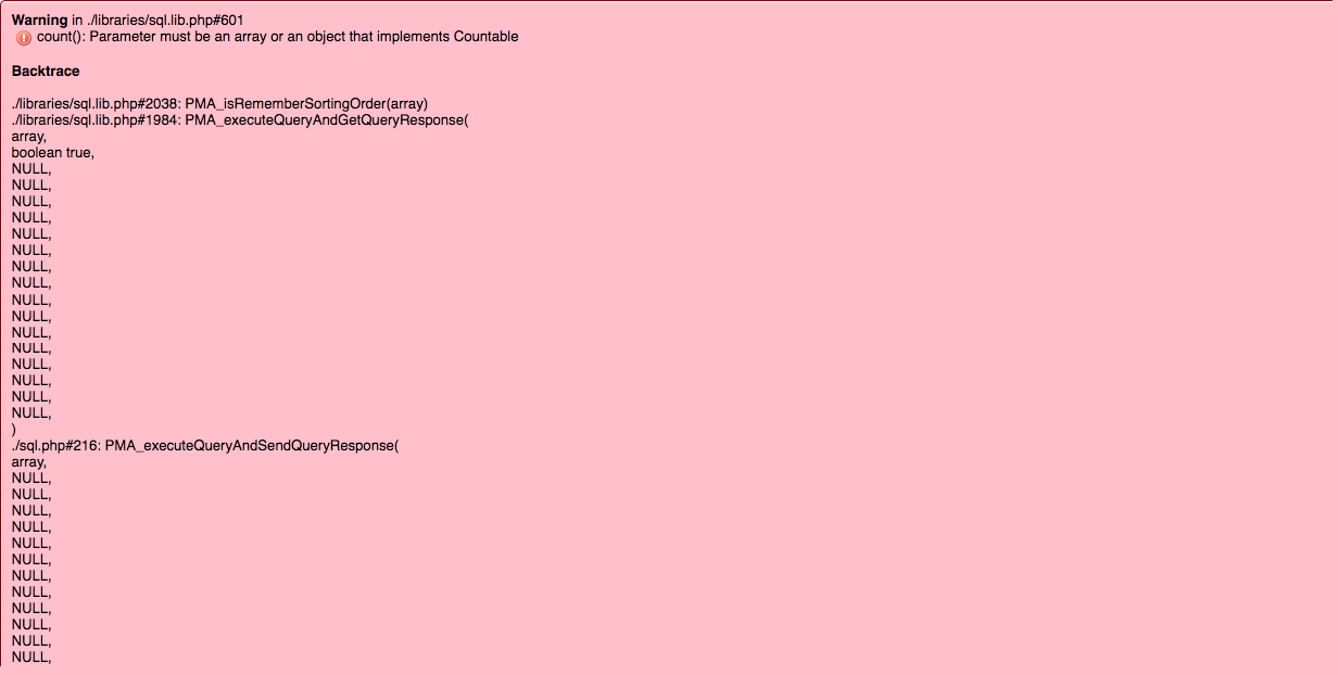 SQL Fehler - in ./libraries/sql.lib.php#601